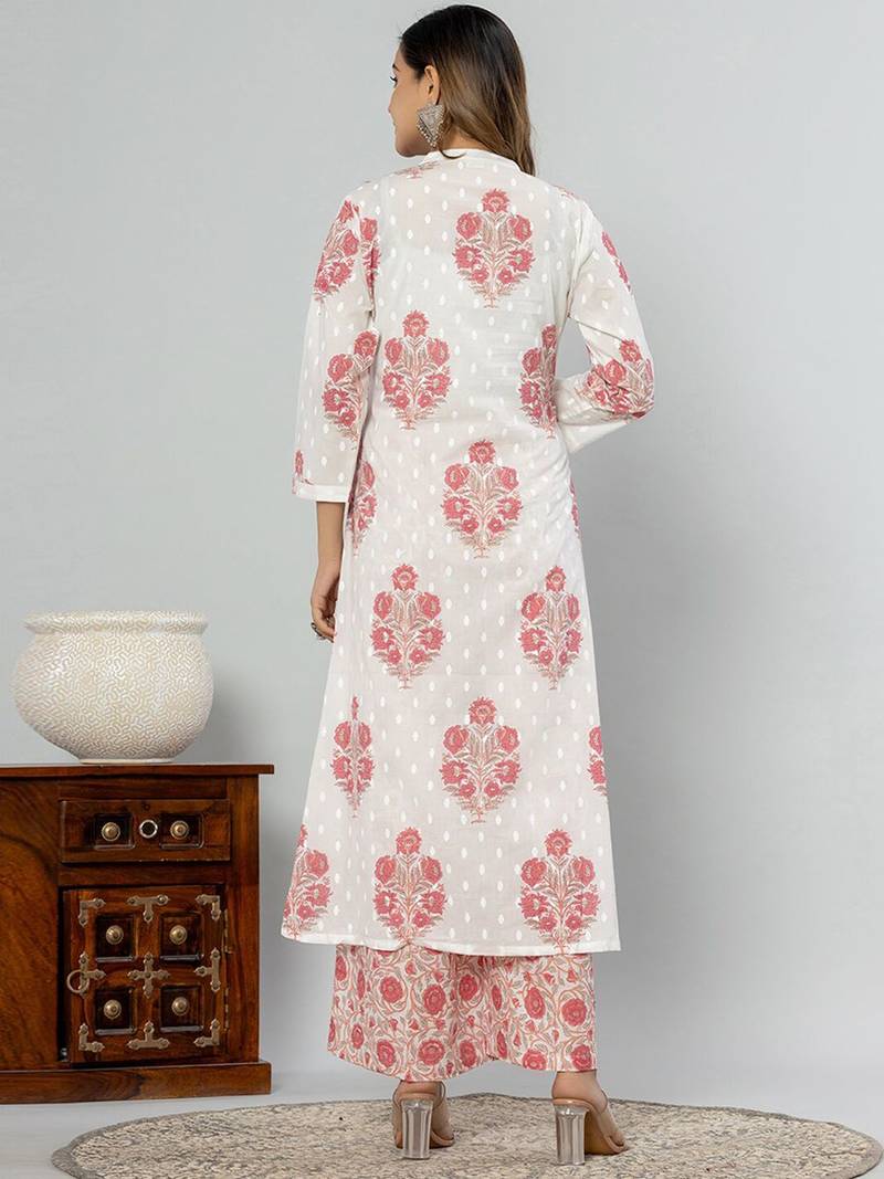 Ethnic Motifs Printed Empire Pure Cotton Kurta with Palazzos & Dupatta
