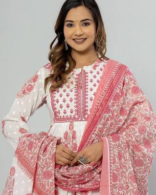 Ethnic Motifs Printed Empire Pure Cotton Kurta with Palazzos & Dupatta 5