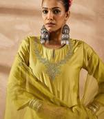 Women Ethnic Motifs Embroidered Regular Liva Kurta with Trousers & With Dupatta
