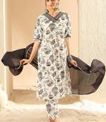 Women Printed Regular Mirror Work Pure Cotton Kurta with Trousers & With Dupatta