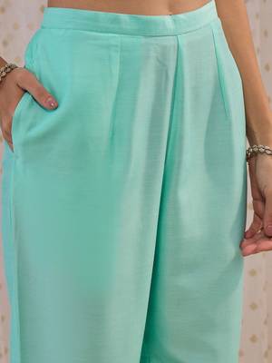 Floral Embroidered Regular Aari Work Kurta with Trousers & With Dupatta 3