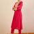 Women Ethnic Motifs Embroidered Mandarin Collar Mirror Work Kurta Trousers