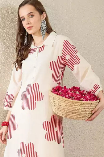 Women Printed Regular Pure Cotton Kurta with Trousers