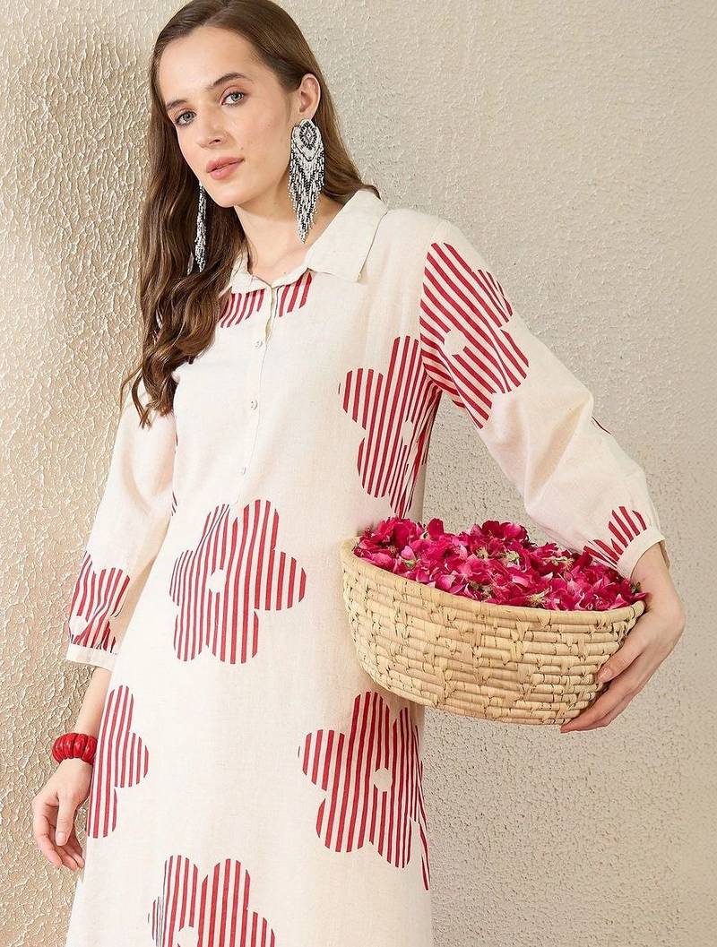 Women Printed Regular Pure Cotton Kurta with Trousers