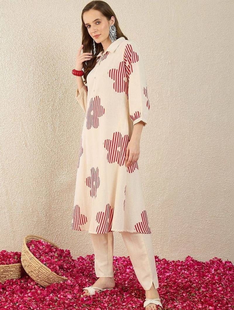 Women Printed Regular Pure Cotton Kurta with Trousers