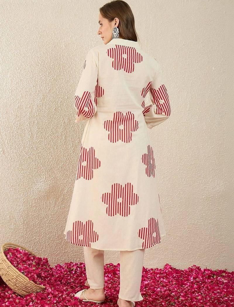 Women Printed Regular Pure Cotton Kurta with Trousers