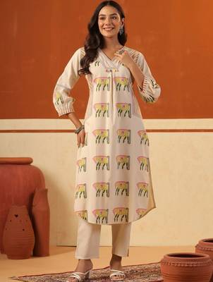 Women Ethnic Motifs Printed Regular Pure Cotton Kurta with Trousers 1