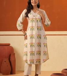 Women Ethnic Motifs Printed Regular Pure Cotton Kurta with Trousers