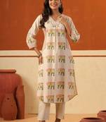 Women Ethnic Motifs Printed Regular Pure Cotton Kurta with Trousers