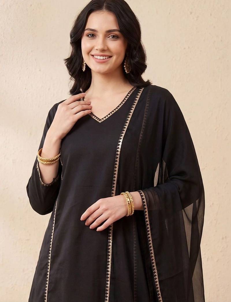Women Regular Gotta Patti Pure Cotton Kurta with Trousers & With Dupatta