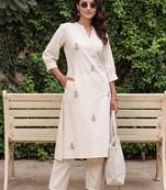 Women Ethnic Motifs Embroidered Regular Thread Work Pure Cotton Kurta with Trousers