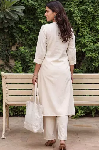 Women Ethnic Motifs Embroidered Regular Thread Work Pure Cotton Kurta with Trousers