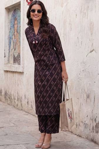 Women Ethnic Motifs Printed Regular Pure Cotton Kurta with Trousers