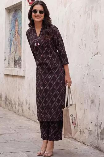 Women Ethnic Motifs Printed Regular Pure Cotton Kurta with Trousers