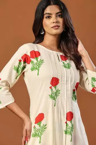 Women Floral Printed Regular Pure Cotton Kurta with Trousers