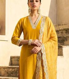 Women Ethnic Motifs Regular Kurta with Trousers & With Dupatta