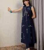 Women Ethnic Motifs Embroidered Regular Thread Work Pure Cotton Kurta with Palazzos