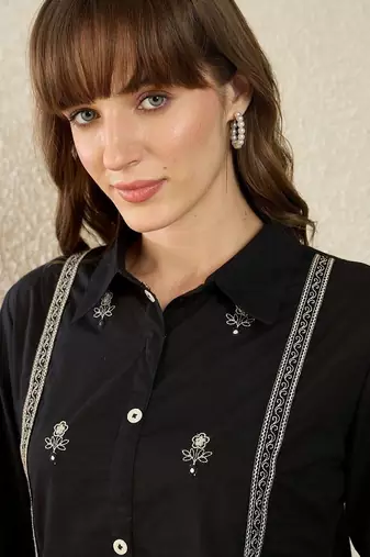 Women Ethnic Motifs Embroidered Regular Thread Work Pure Cotton Kurta with Trousers