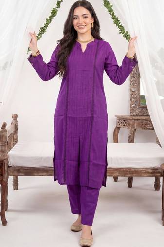 Women Ethnic Motifs Pleated Thread Work Kurta with Trousers