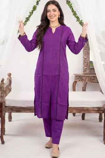 Women Ethnic Motifs Pleated Thread Work Kurta with Trousers