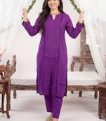 Women Ethnic Motifs Pleated Thread Work Kurta with Trousers
