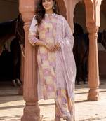 Women Printed Regular Pure Cotton Kurta with Trousers & With Dupatta