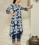 Women Ethnic Motifs Printed Regular Thread Work Pure Cotton Kurta with Trousers