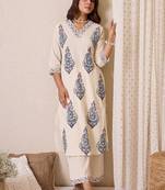 Women Ethnic Motifs Printed Regular Pure Cotton Kurta with Palazzos
