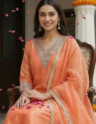 Women Ethnic Motifs Embroidered Regular Thread Work Kurta with Trousers & With Dupatta 2
