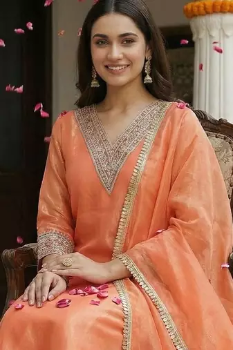 Women Ethnic Motifs Embroidered Regular Thread Work Kurta with Trousers & With Dupatta
