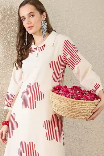 Women Ethnic Motifs Printed Regular Pure Cotton Kurta with Trousers