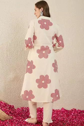 Women Ethnic Motifs Printed Regular Pure Cotton Kurta with Trousers