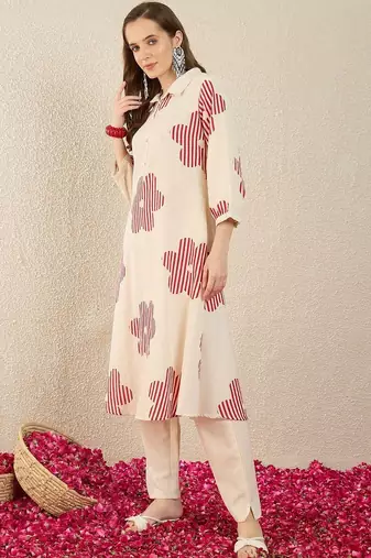 Women Ethnic Motifs Printed Regular Pure Cotton Kurta with Trousers