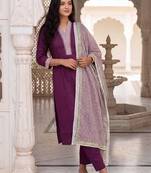 Women Regular Thread Work Pure Cotton Kurta with Trousers & With Dupatta