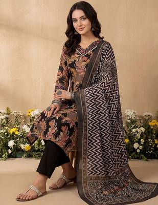 Women Ethnic Motifs Printed Regular Thread Work Pure Cotton Kurta with Trousers & With Dupatta 1