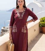 Women Ethnic Motifs Embroidered Regular Thread Work Pure Cotton Kurta with Trousers