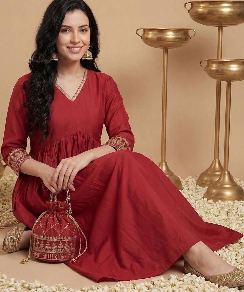 Women Ethnic Motifs Embroidered Regular Liva Kurta with Trousers