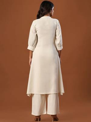 Women Ethnic Motifs Embroidered Regular Thread Work Pure Cotton Kurta with Palazzos 3