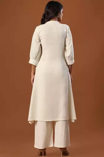 Women Ethnic Motifs Embroidered Regular Thread Work Pure Cotton Kurta with Palazzos