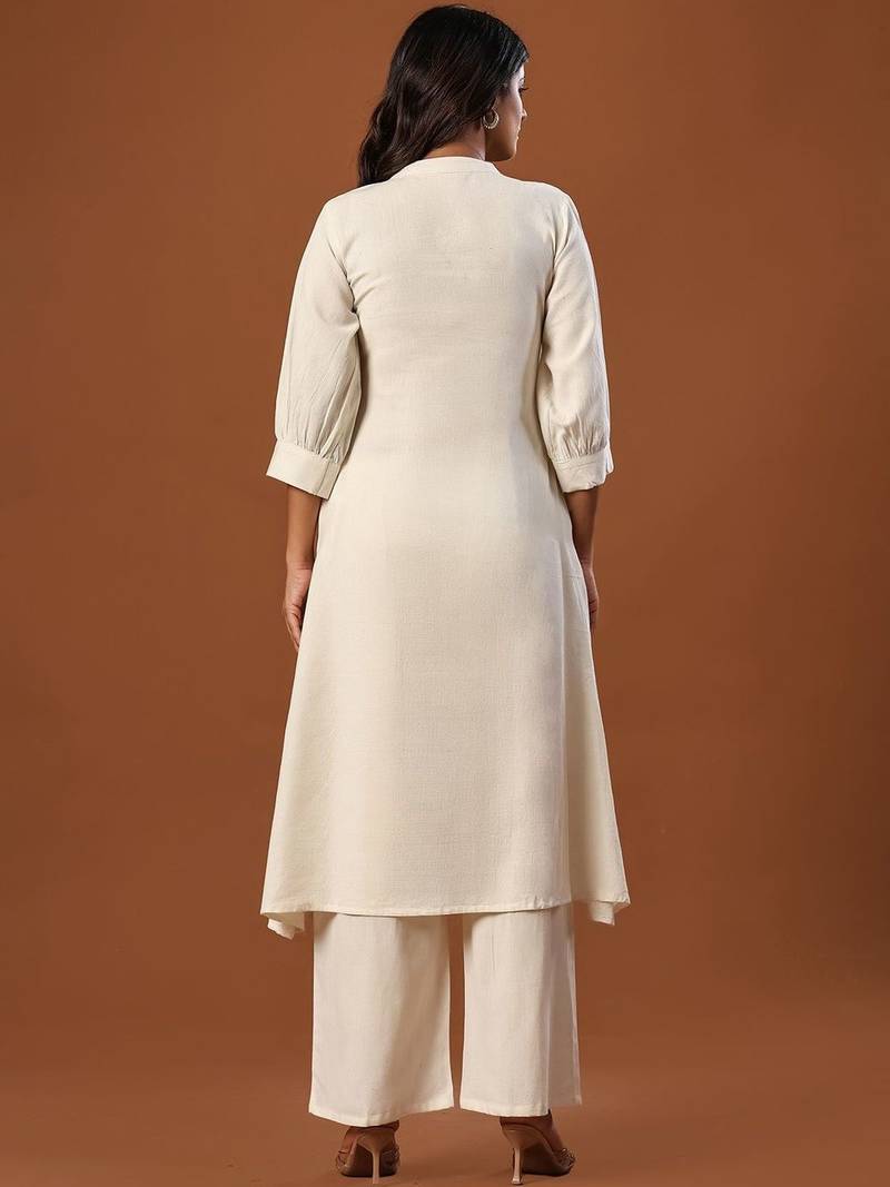 Women Ethnic Motifs Embroidered Regular Thread Work Pure Cotton Kurta with Palazzos