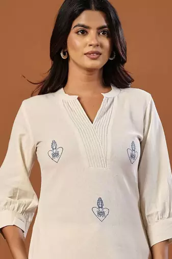 Women Ethnic Motifs Embroidered Regular Thread Work Pure Cotton Kurta with Palazzos