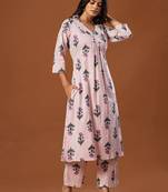 Women Floral Printed Regular Pure Cotton Kurta with Trousers