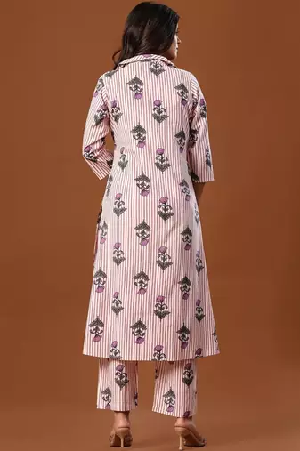 Women Floral Printed Regular Pure Cotton Kurta with Trousers