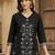 Women Embroidered Regular Black Thread Work Kurta with Trousers