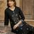 Women Embroidered Regular Black Thread Work Kurta with Trousers