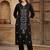 Women Embroidered Regular Black Thread Work Kurta with Trousers