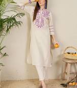 Women Floral Embroidered Regular Thread Work Kurta with Palazzos