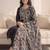 Black Printed Straight Kurta Trousers Dupatta Set
