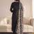 Black Printed Straight Kurta Trousers Dupatta Set