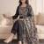 Black Printed Straight Kurta Trousers Dupatta Set